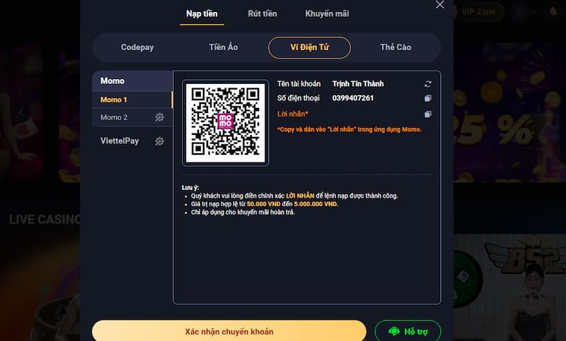 Nội dung nạp tiền rút tiền tại Kingbet86 